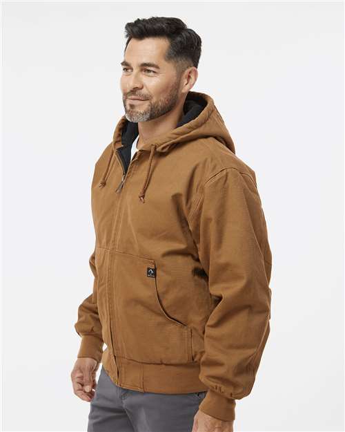 DRI DUCK 5020 Men's Cheyenne Boulder Cloth™ Hooded Jacket with Tricot Quilt Lining - Saddle - OnModelSide