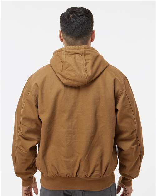 DRI DUCK 5020T Men's Tall Cheyenne Boulder Cloth™ Hooded Jacket with Tricot Quilt Lining - Saddle - OnModelBack