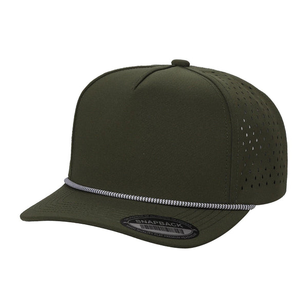 5TCP 5-Panel Waterproof Rope Cap – Durable Outdoor Snapback - OLIVE