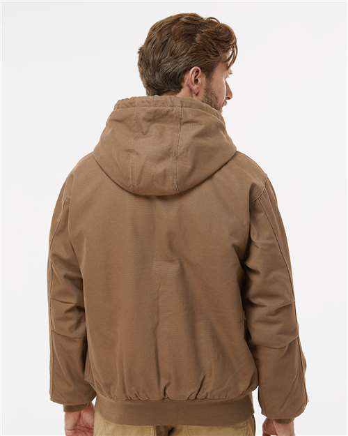 DRI DUCK 5020T Men's Tall Cheyenne Boulder Cloth™ Hooded Jacket with Tricot Quilt Lining - Field Khaki - OnModelBack