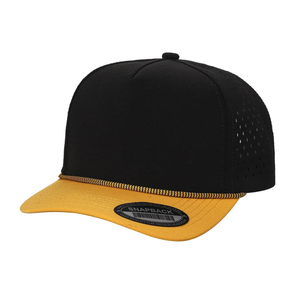 5TCP 5-Panel Waterproof Rope Cap – Durable Outdoor Snapback - BLK/GOLD