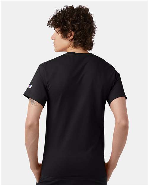 Champion T425 Unisex Classic T-Shirt - Black - OnModelBack