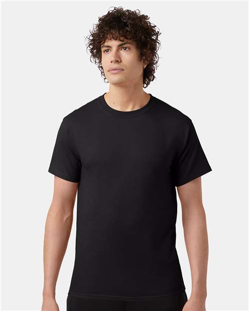Champion T425 Unisex Classic T-Shirt - Black - OnModelFront