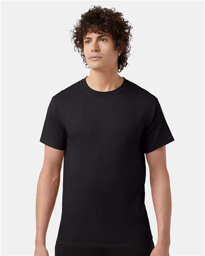 Champion T425 Unisex Classic T-Shirt - Black - OnModelFront