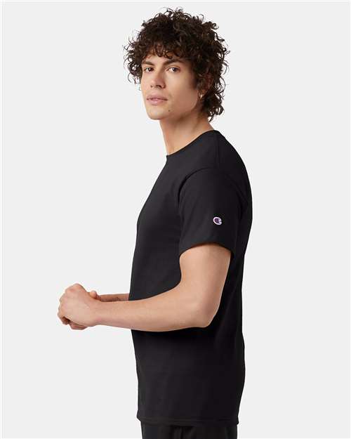 Champion T425 Unisex Classic T-Shirt - Black - OnModelSide