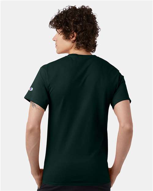 Champion T425 Unisex Classic T-Shirt - Dark Green - OnModelBack