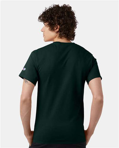 Champion T425 Unisex Classic T-Shirt - Dark Green - OnModelBack