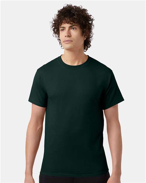 Champion T425 Unisex Classic T-Shirt - Dark Green - OnModelFront