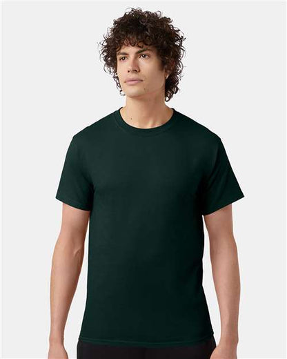 Champion T425 Unisex Classic T-Shirt - Dark Green - OnModelFront