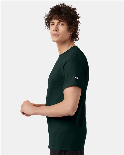 Champion T425 Unisex Classic T-Shirt - Dark Green - OnModelSide