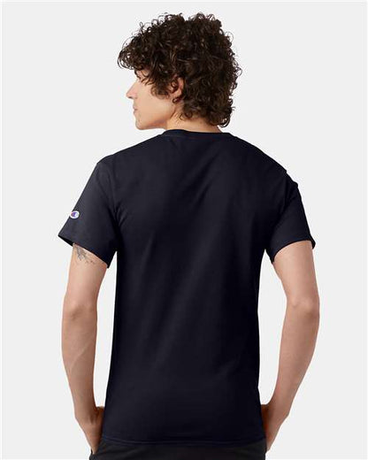 Champion T425 Unisex Classic T-Shirt - Navy - OnModelBack