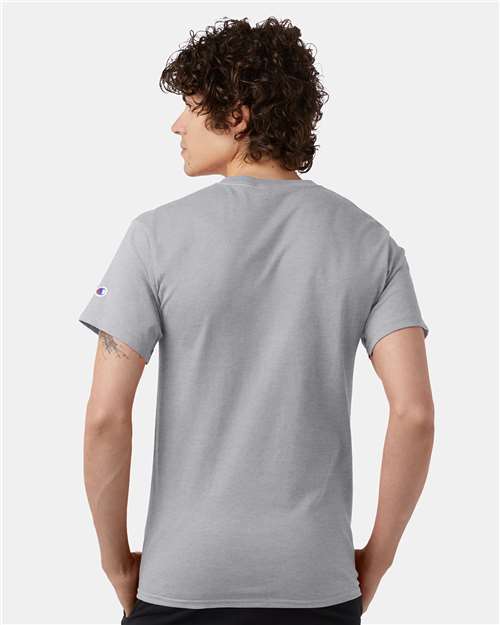 Champion T425 Unisex Classic T-Shirt - Light Steel - OnModelBack