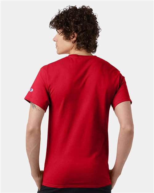 Champion T425 Unisex Classic T-Shirt - Red - OnModelBack