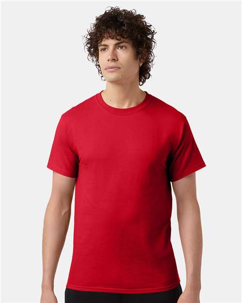 Champion T425 Unisex Classic T-Shirt - Red - OnModelFront