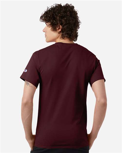 Champion T425 Unisex Classic T-Shirt - Maroon - OnModelBack