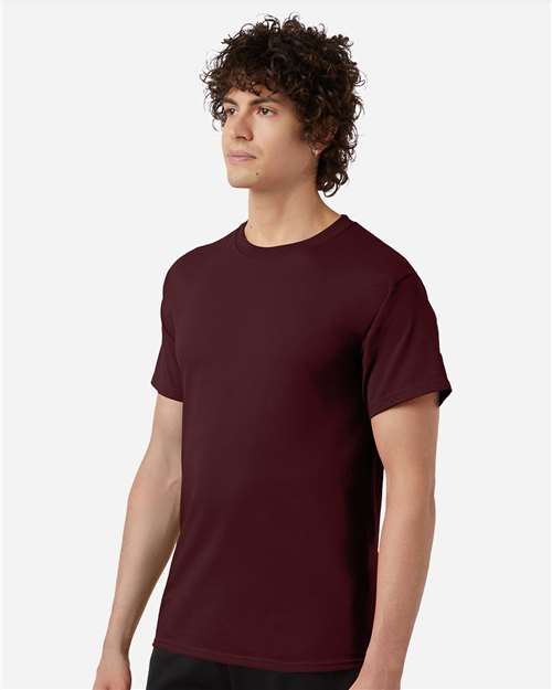 Champion T425 Unisex Classic T-Shirt - Maroon - OnModelSide