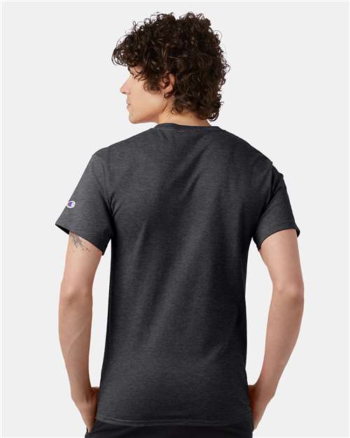 Champion T425 Unisex Classic T-Shirt - Charcoal Heather - OnModelBack