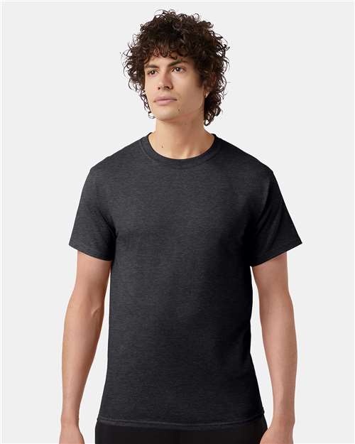 Champion T425 Unisex Classic T-Shirt - Charcoal Heather - OnModelFront