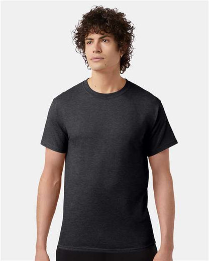 Champion T425 Unisex Classic T-Shirt - Charcoal Heather - OnModelFront