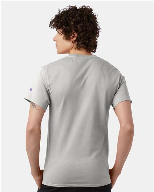 Champion T425 Unisex Classic T-Shirt - Ash - OnModelBack