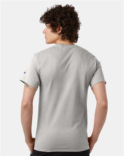 Champion T425 Unisex Classic T-Shirt - Ash - OnModelBack