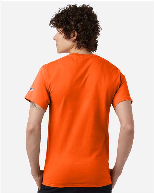 Champion T425 Unisex Classic T-Shirt - Orange - OnModelBack