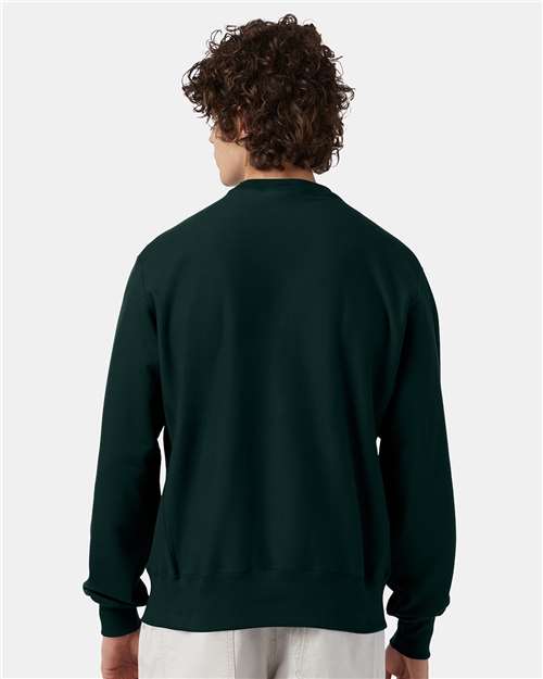 Champion S149 Unisex Reverse Weave® Crewneck Sweatshirt - Dark Green - OnModelBack
