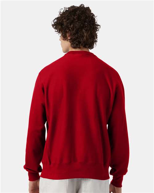 Champion S149 Unisex Reverse Weave® Crewneck Sweatshirt - Scarlet - OnModelBack