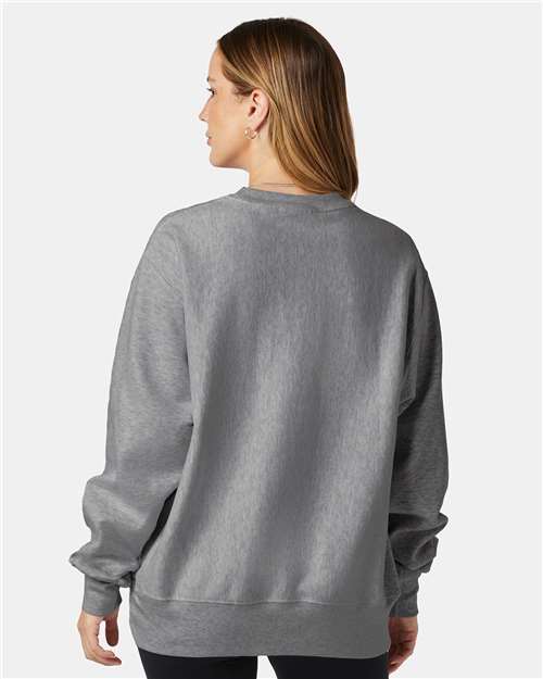 Champion S149 Unisex Reverse Weave® Crewneck Sweatshirt - Oxford Grey - OnModelBack
