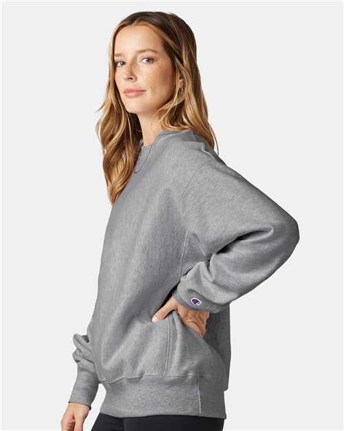 Champion S149 Unisex Reverse Weave® Crewneck Sweatshirt - Oxford Grey - OnModelSide