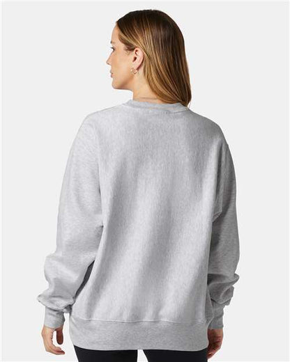 Champion S149 Unisex Reverse Weave® Crewneck Sweatshirt - Silver Grey - OnModelBack