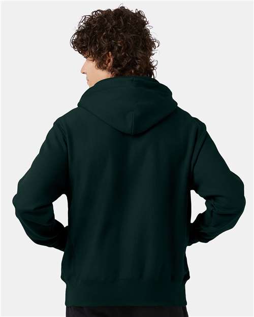 Champion S101 Unisex Reverse Weave® Hooded Sweatshirt - Dark Green - OnModelBack