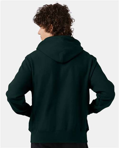 Champion S101 Unisex Reverse Weave® Hooded Sweatshirt - Dark Green - OnModelBack