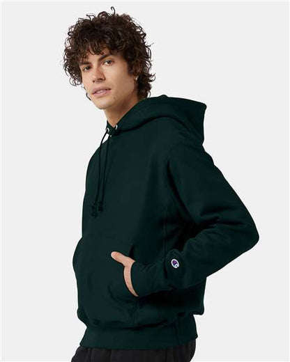 Champion S101 Unisex Reverse Weave® Hooded Sweatshirt - Dark Green - OnModelSide