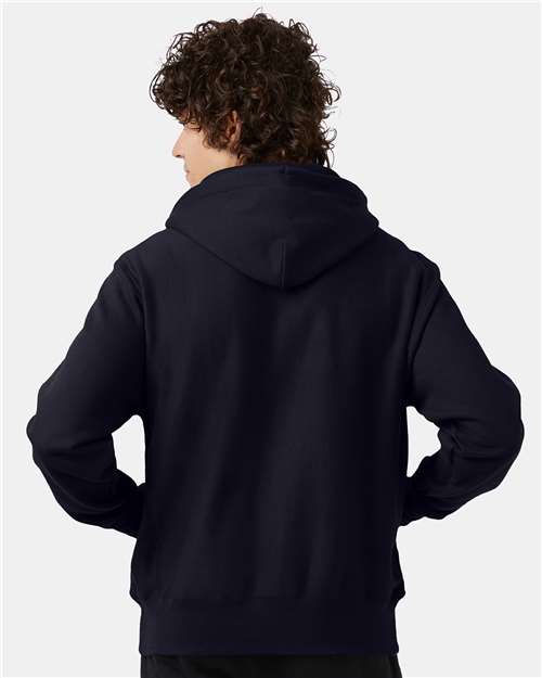 Champion S101 Unisex Reverse Weave® Hooded Sweatshirt - Navy - OnModelBack