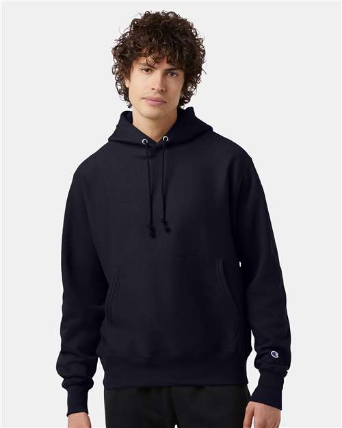 Champion S101 Unisex Reverse Weave® Hooded Sweatshirt - Navy - OnModelFront