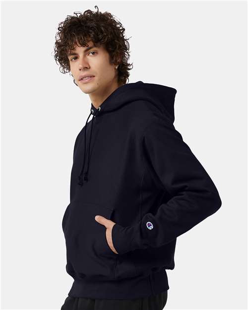 Champion S101 Unisex Reverse Weave® Hooded Sweatshirt - Navy - OnModelSide