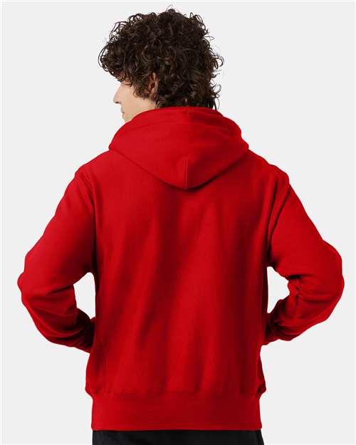 Champion S101 Unisex Reverse Weave® Hooded Sweatshirt - Scarlet - OnModelBack