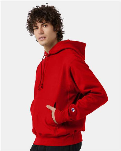 Champion S101 Unisex Reverse Weave® Hooded Sweatshirt - Scarlet - OnModelSide