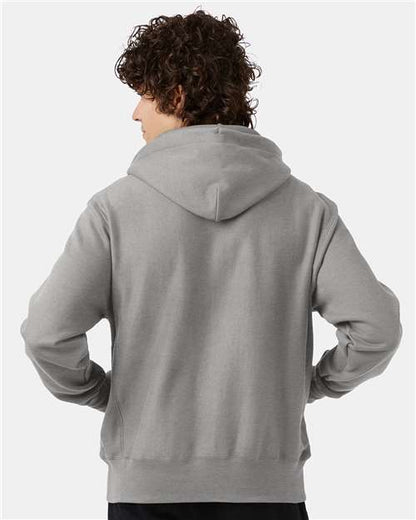Champion S101 Unisex Reverse Weave® Hooded Sweatshirt - Oxford Grey - OnModelBack
