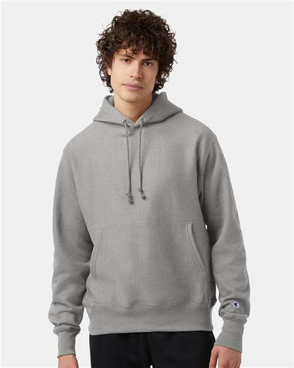 Champion S101 Unisex Reverse Weave® Hooded Sweatshirt - Oxford Grey - OnModelFront