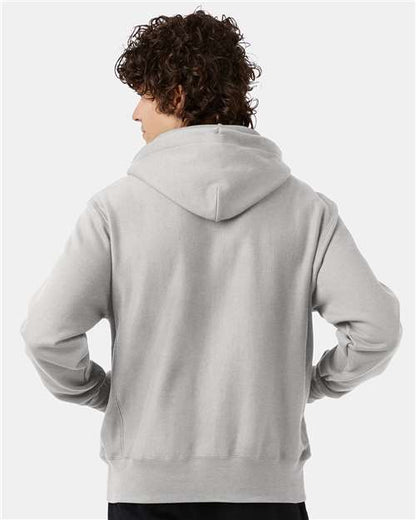 Champion S101 Unisex Reverse Weave® Hooded Sweatshirt - Silver Grey - OnModelBack