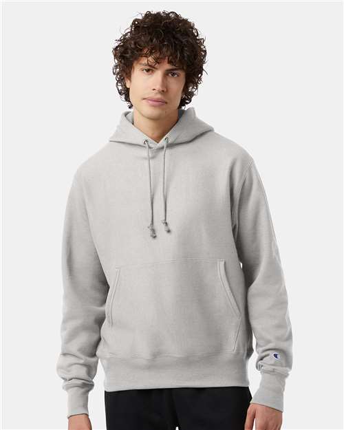 Champion S101 Unisex Reverse Weave® Hooded Sweatshirt - Silver Grey - OnModelFront