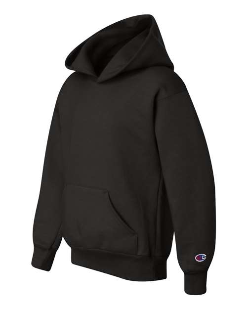 Champion S790 Youth Powerblend® Hooded Sweatshirt - Black - Side