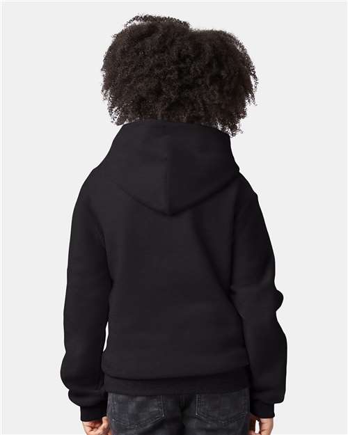 Champion S790 Youth Powerblend® Hooded Sweatshirt - Black - OnModelBack