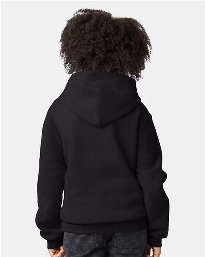Champion S790 Youth Powerblend® Hooded Sweatshirt - Black - OnModelBack