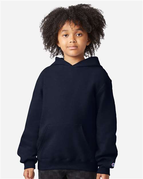 Champion S790 Youth Powerblend® Hooded Sweatshirt - Navy - OnModelFront