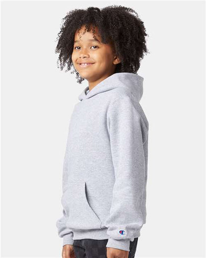 Champion S790 Youth Powerblend® Hooded Sweatshirt - Light Steel - OnModelSide