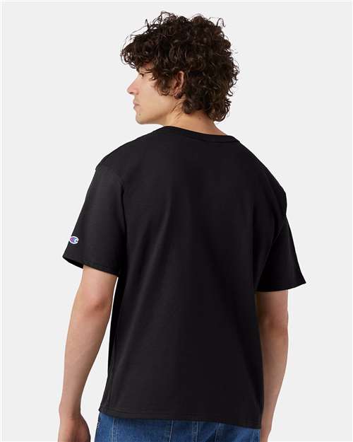 Champion T105 Unisex Heritage Jersey T-Shirt - Black - OnModelBack