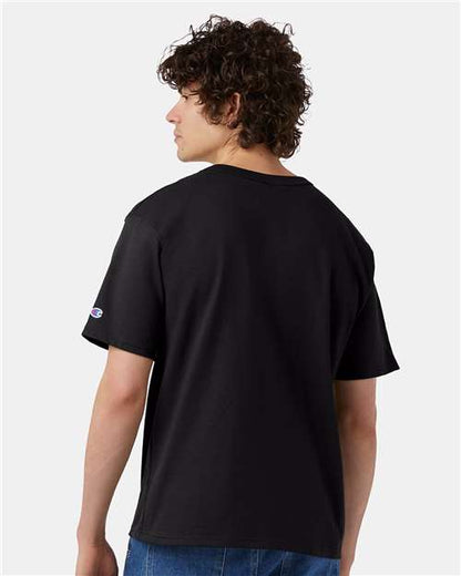 Champion T105 Unisex Heritage Jersey T-Shirt - Black - OnModelBack